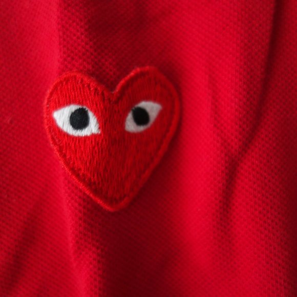 PLAY COMME des GARCONS Red Made in Japan 100% Cotton Polo Shirt AZ-T006 Size XL - Picture 3 of 10